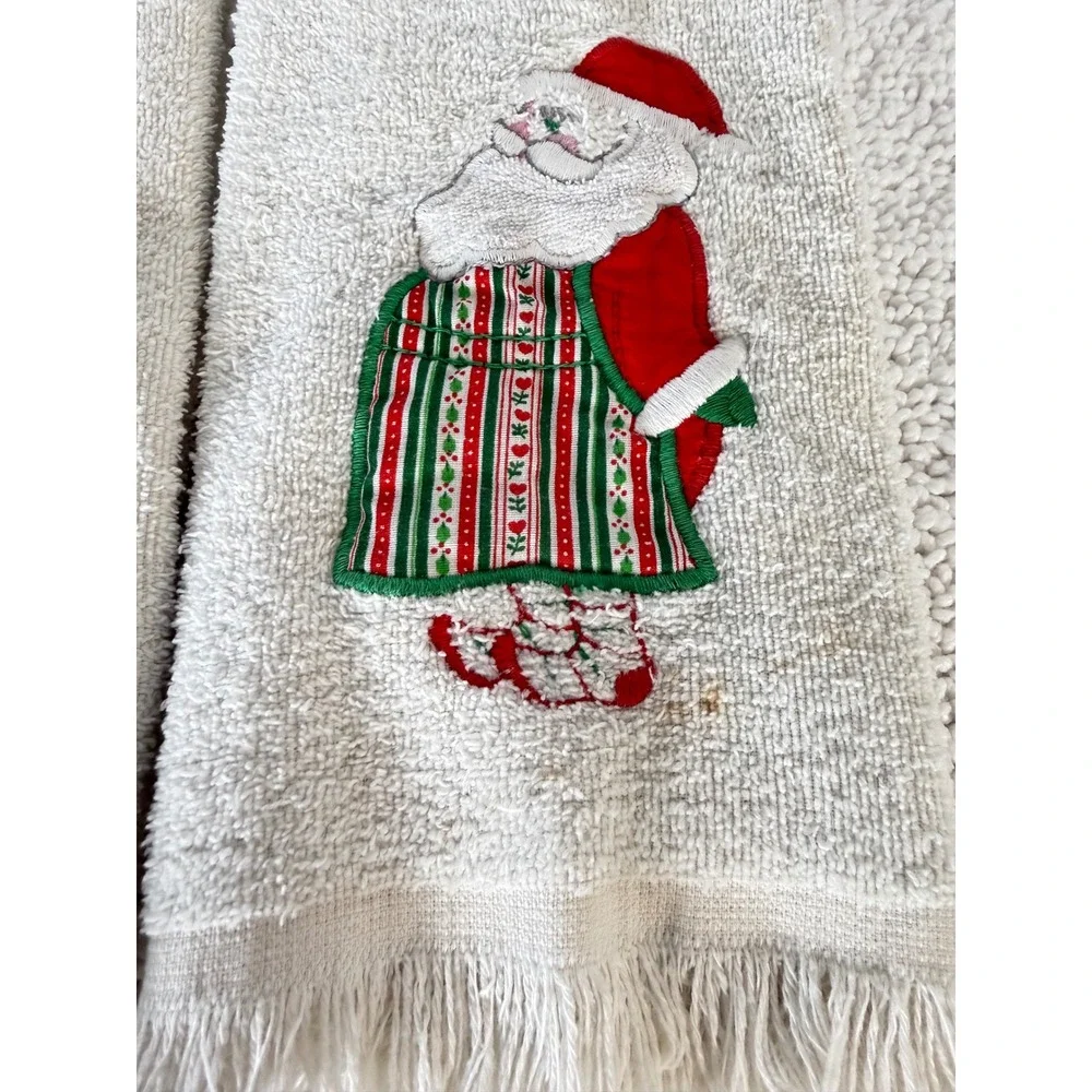 Set of 5 Vintage Christmas Hand Towels Santa Tree Cozy Holiday Decor‎